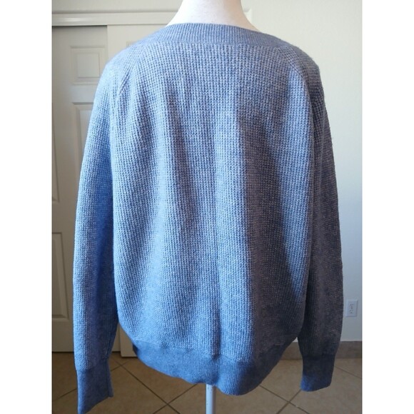 J Crew Womens Sweater Medium Blue Gray Alpaca Merino Wool Blend Textured Cozy - Picture 2 of 15